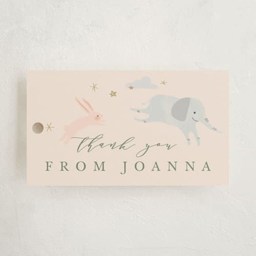This is a sand baby shower favor tags with standard by Hannah Williams called little wild one printing on signature in tag