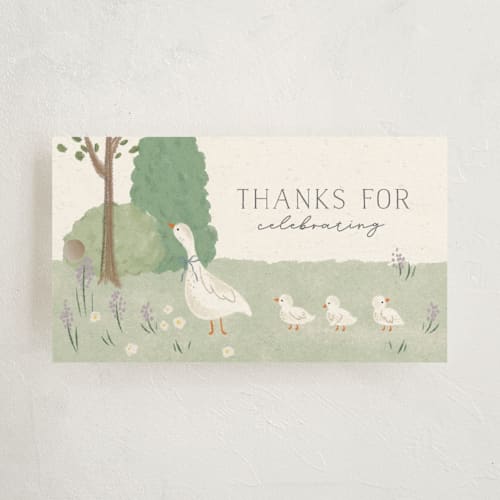 This is a cream baby shower favor tags with standard by Kiersten Garner called cottage baby printing on signature in tag