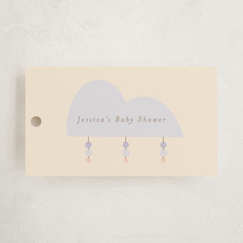 This is a vanilla baby shower favor tags with standard by Angela Thompson called mod baby printing on signature in tag