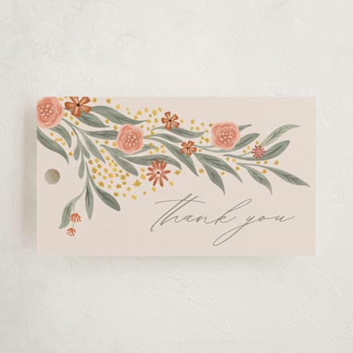 This is a snapdragon baby shower favor tags with standard by Joanna Griffin called elephant garden printing on signature in tag