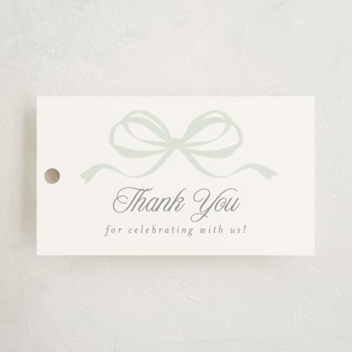 This is a mint baby shower favor tags with standard by Everett Paper Goods called storybook geese printing on signature in tag
