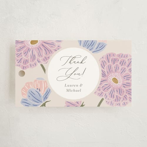 This is a petal baby shower favor tags with standard by Brandy Folse called spring blooms printing on signature in tag