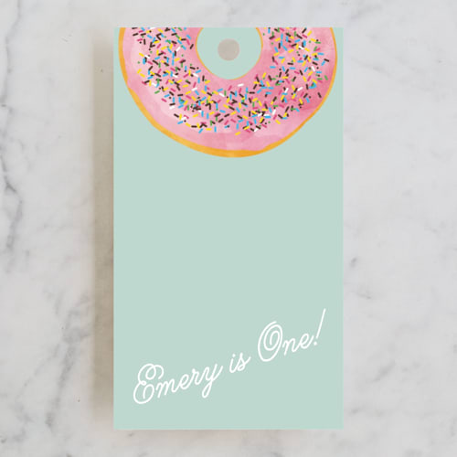 This is a neptune kids gift tags with standard by Kerry Doyle called everyone loves donuts printing on signature in tag