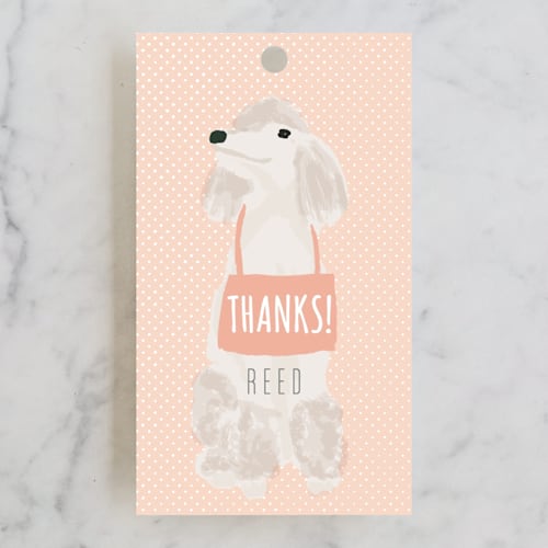 This is a peony kids gift tags with standard by Shiny Penny Studio called puppy line-up printing on signature in tag