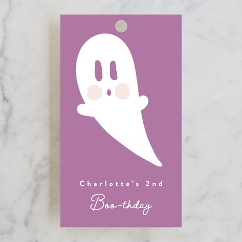 This is a cotton candy kids gift tags with standard by Corinne Malesic called little boo printing on signature in tag