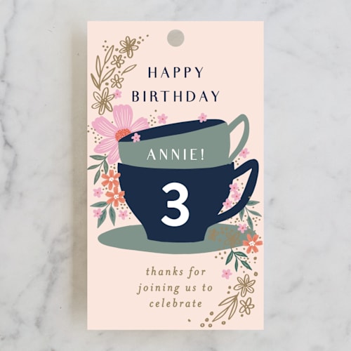 This is a vanilla kids gift tags with standard by Alethea and Ruth called tea party cups printing on signature in tag