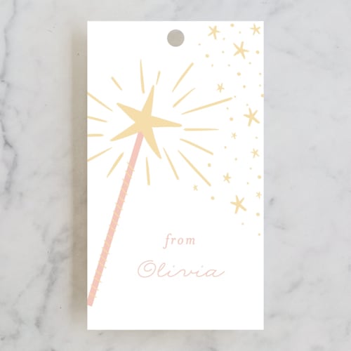 This is a cotton candy kids gift tags with standard by Jackie Crawford called magical wand printing on signature in tag