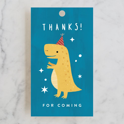 This is a jungle kids gift tags with standard by Cindy Chu called three-rex printing on signature in tag