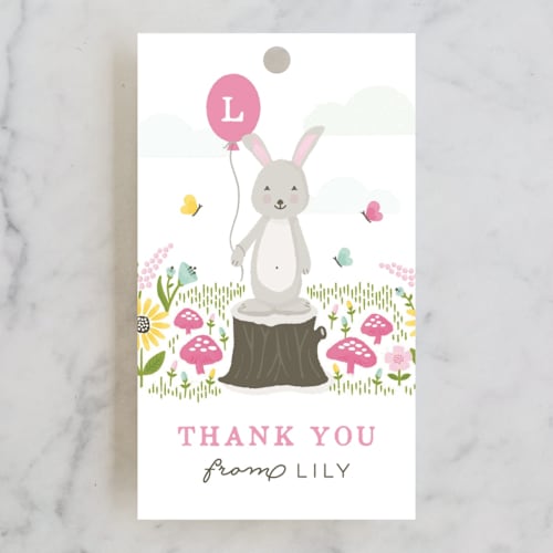 This is a carnation kids gift tags with standard by Michelle Taylor called little bunny printing on signature in tag