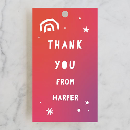 This is a fruit punch kids gift tags with standard by Rebecca Durflinger called bright sparkle printing on signature in tag