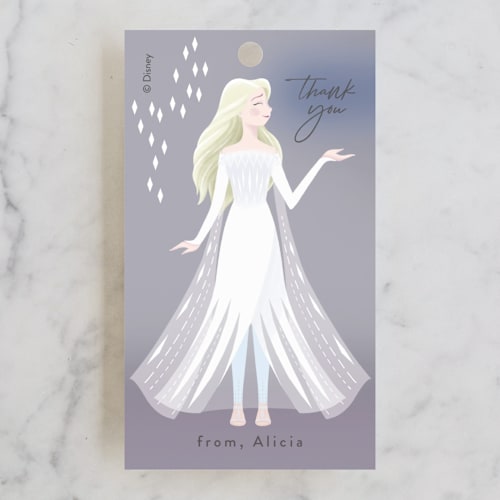 This is a moonstone kids gift tags with standard by Dani Lugato called disney's elsa it’s magical printing on signature in tag