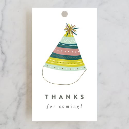 This is a candy kids gift tags with standard by Brianne Larsen called party hat printing on signature in tag