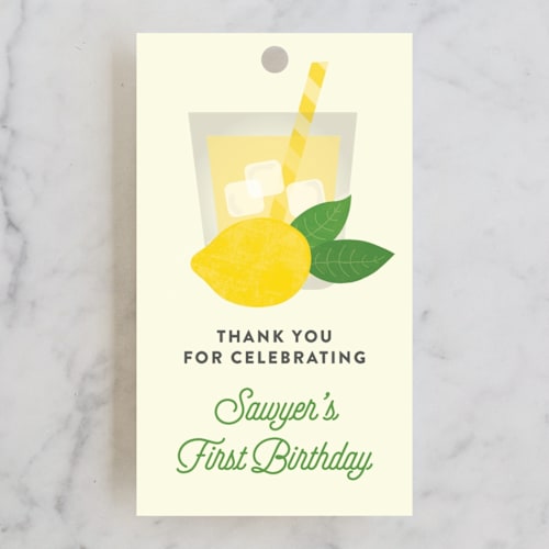 This is a lemonade kids gift tags with standard by Erica Krystek called sweet one printing on signature in tag