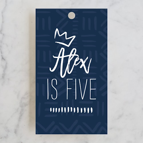 This is a navy kids gift tags with standard by Anelle Mostert called wild rumpus printing on signature in tag