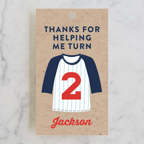 This is a patriotic kids gift tags with standard by One Swell Studio called little slugger printing on signature in tag