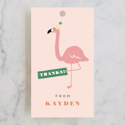 This is a cotton candy kids gift tags with standard by Jennifer Wick called let's flamingle! printing on signature in tag
