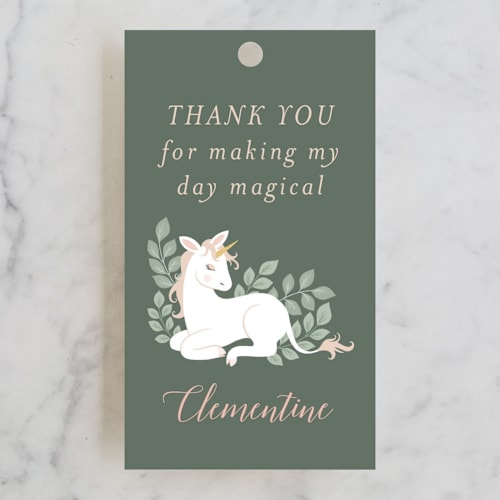 This is a grove kids gift tags with standard by Jamie Alexander called enchanted printing on signature in tag