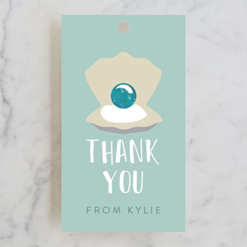 This is a azure kids gift tags with standard by Grae called little mermaid printing on signature in tag