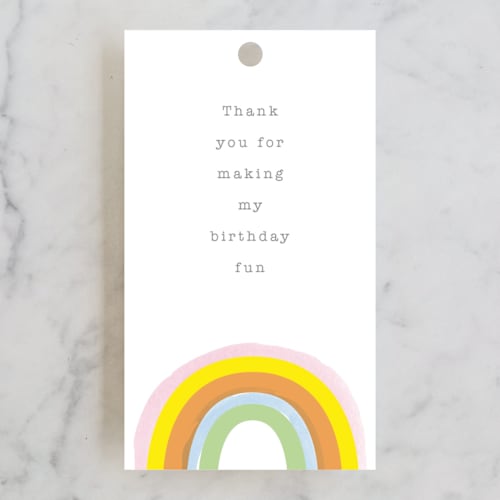 This is a apricot kids gift tags with standard by Baumbirdy called little rainbow printing on signature in tag
