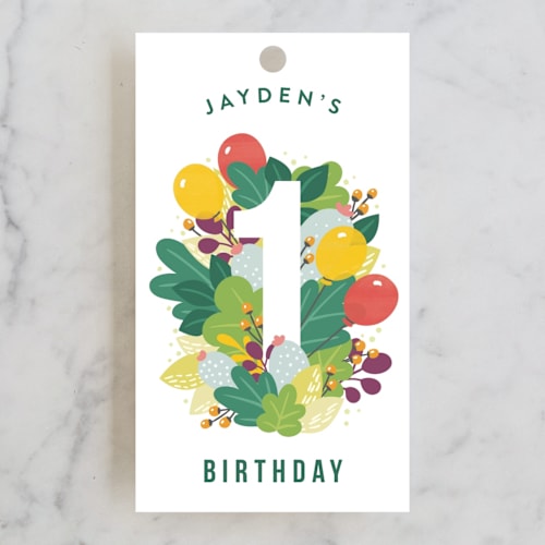 This is a grass kids gift tags with standard by Shannon Chen of Four Wet Feet Studio called colorful cactus party printing on signature in tag