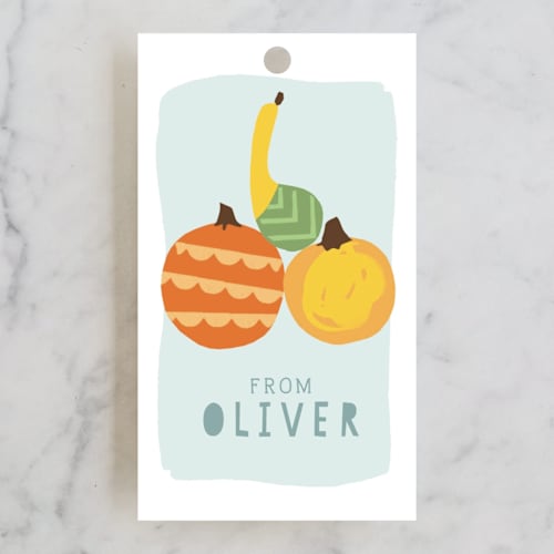 This is a sky kids gift tags with standard by Michelle Shanaman called pumpkin party printing on signature in tag
