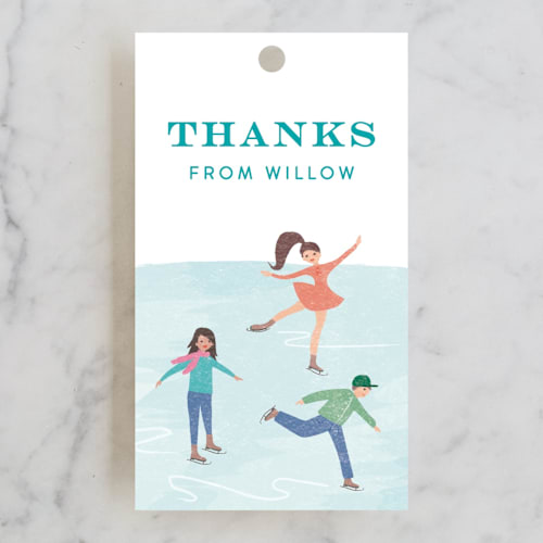 This is a glacier kids gift tags with standard by Karidy Walker called playful ice rink printing on signature in tag