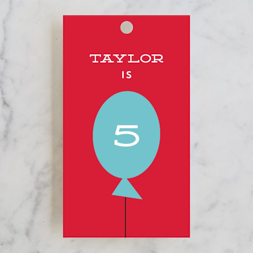 This is a tomato kids gift tags with standard by Anupama called circus party printing on signature in tag