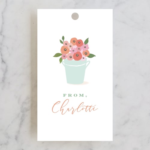 This is a grass kids gift tags with standard by Jennifer Wick called petite flower cart printing on signature in tag