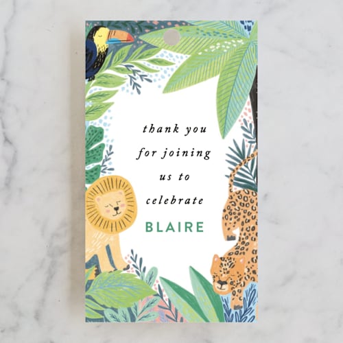 This is a canary kids gift tags with standard by Alethea and Ruth called jungle animal sketchbook printing on signature in tag