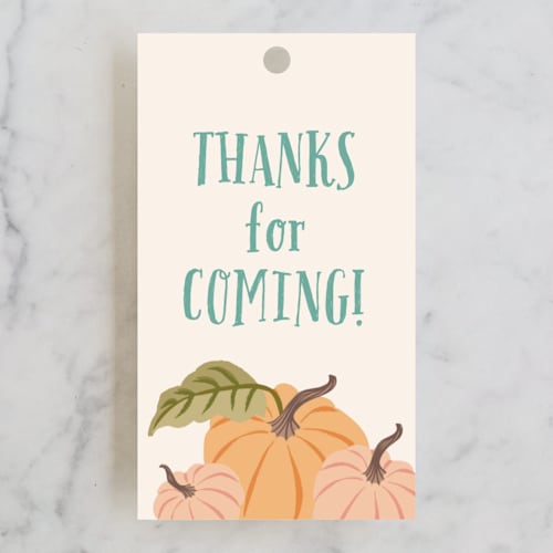 This is a leaf kids gift tags with standard by Karidy Walker called autumn pumpkin printing on signature in tag