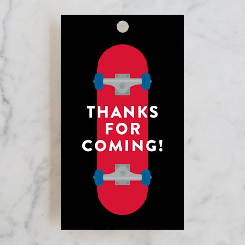 This is a siren kids gift tags with standard by Kacey Kendrick Wagner called skateboard printing on signature in tag
