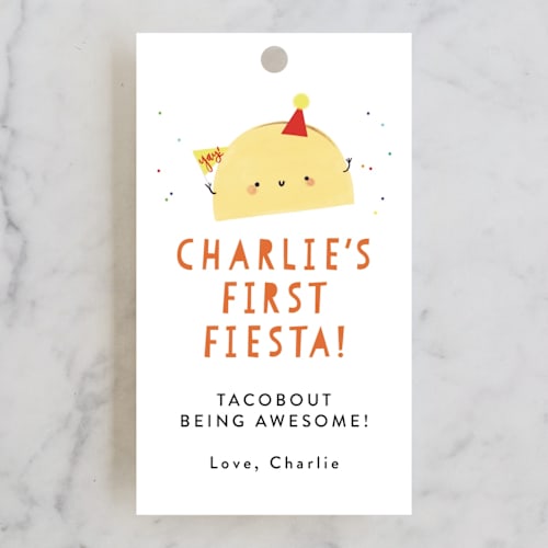 This is a spicy kids gift tags with standard by Itsy Belle Studio called 1st fiesta printing on signature in tag