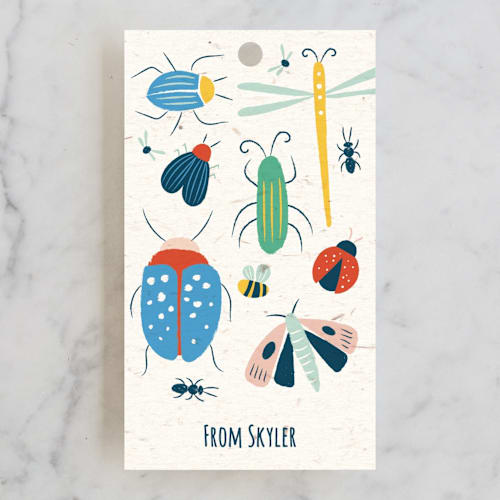 This is a dragonfly kids gift tags with standard by Kiersten Garner called buzzing birthday printing on signature in tag