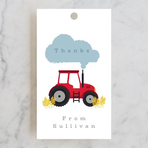 This is a rainbow kids gift tags with standard by Hudson meet Rose called down by the farm printing on signature in tag