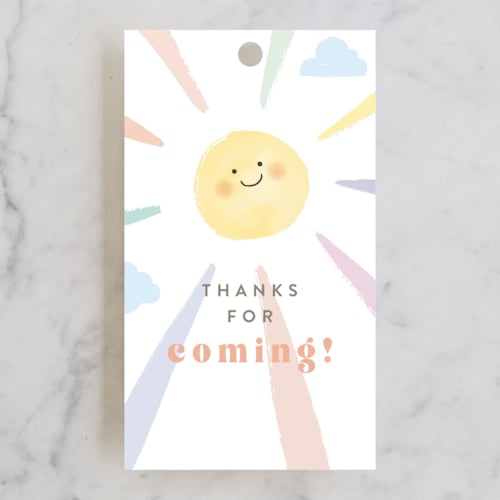 This is a sherbet kids gift tags with standard by Jennifer Wick called rainbow sun printing on signature in tag