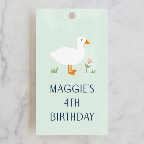 This is a grass kids gift tags with standard by Carolyn MacLaren called petting zoo letters printing on signature in tag
