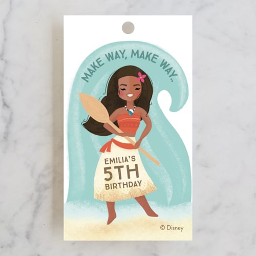 This is a shell kids gift tags with standard by Itsy Belle Studio called disney's moana make way, make way printing on signature in tag