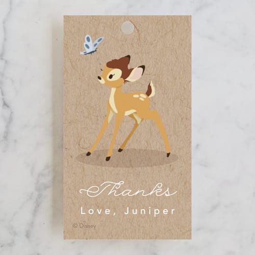 This is a fawn kids gift tags with standard by Hudson meet Rose called disney's bambi our deerest printing on signature in tag