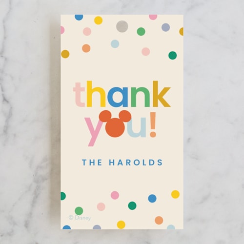 This is a bold kids gift tags with standard by Ellen Schlegelmilch called vibrant disney mickey printing on signature in tag