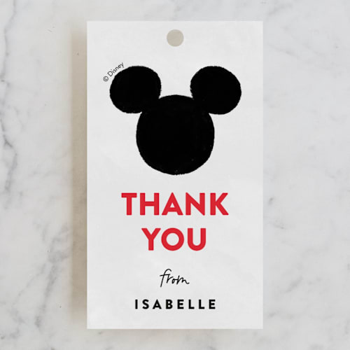 This is a traditional kids gift tags with standard by Pixel and Hank called a disney mickey party printing on signature in tag