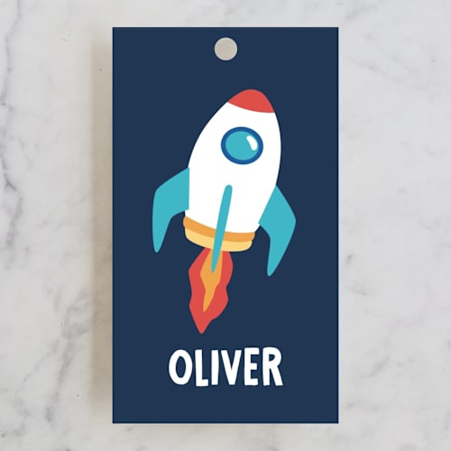 This is a midnight kids gift tags with standard by peetie design called space age printing on signature in tag