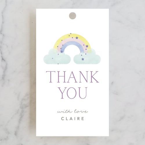 This is a marshmallow kids gift tags with standard by Robert and Stella called in the clouds printing on signature in tag