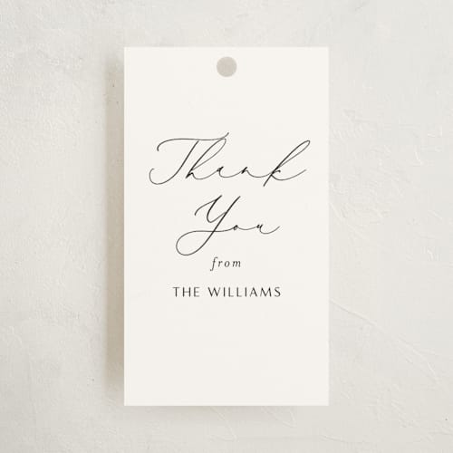 This is a ink kids gift tags with standard by Morgan Kendall called elegant minimalism printing on signature in tag