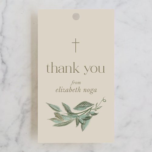 This is a seashell kids gift tags with standard by Lucrecia Caporale called sweet botanical wreath printing on signature in tag