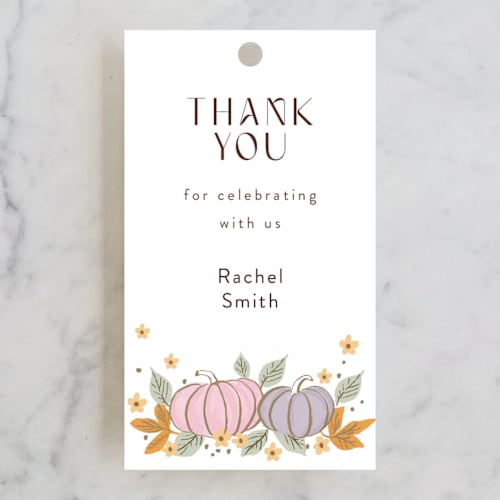 This is a pudding kids gift tags with standard by Cass Loh called pastel pumpkins printing on signature in tag