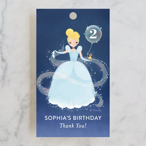 This is a midnight kids gift tags with standard by Itsy Belle Studio called disney's cinderella bibbity bobbity printing on signature in tag