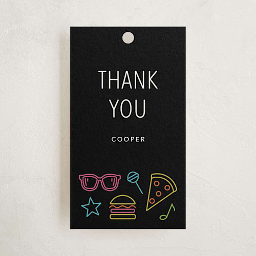 This is a candy kids gift tags with standard by Brandy Folse called neon vibes printing on signature in tag