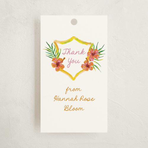 This is a lemon kids gift tags with standard by Claudia Orengo called beach club printing on signature in tag
