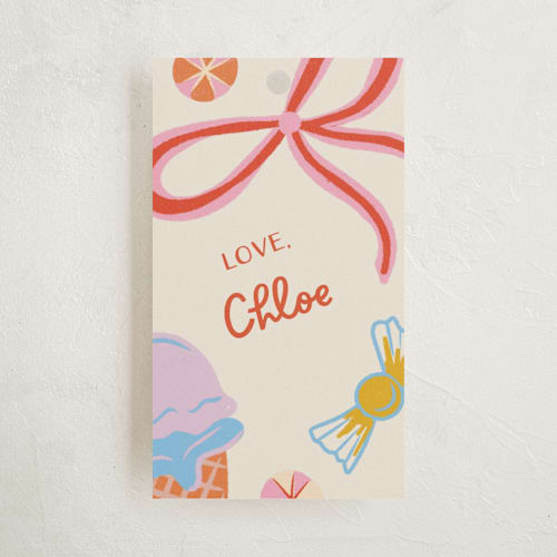 This is a cookie kids gift tags with standard by Lissabeth Anglin called super sweet printing on signature in tag