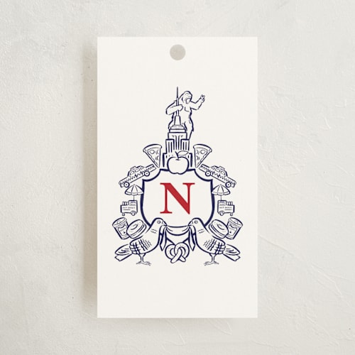 This is a nyc kids gift tags with standard by mo kelley called nyc printing on signature in tag